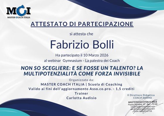 Attestato Gymnasium — La palestra dei Coach