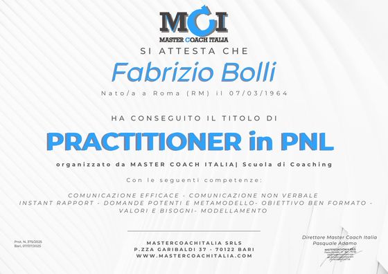 Attestato Practitioner in PNL