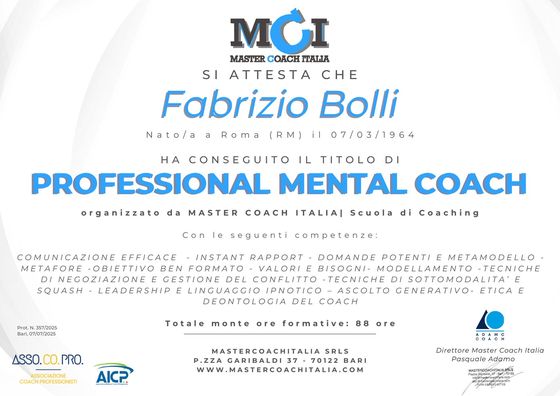 Attestato Professional Mental Coach