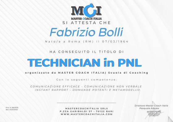 Attestato Technician in PNL